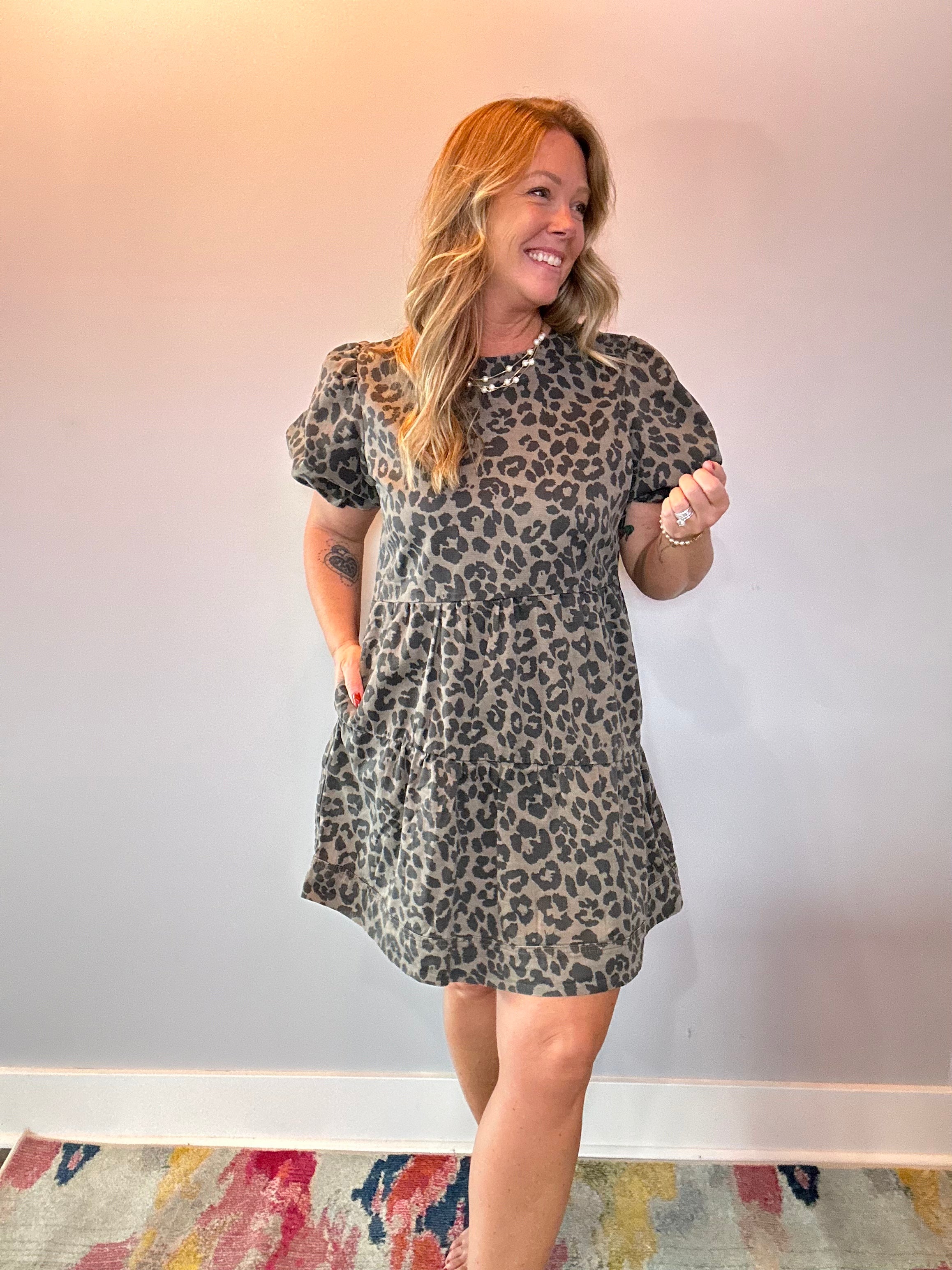 Savannah Tiered Leopard Mini Dress