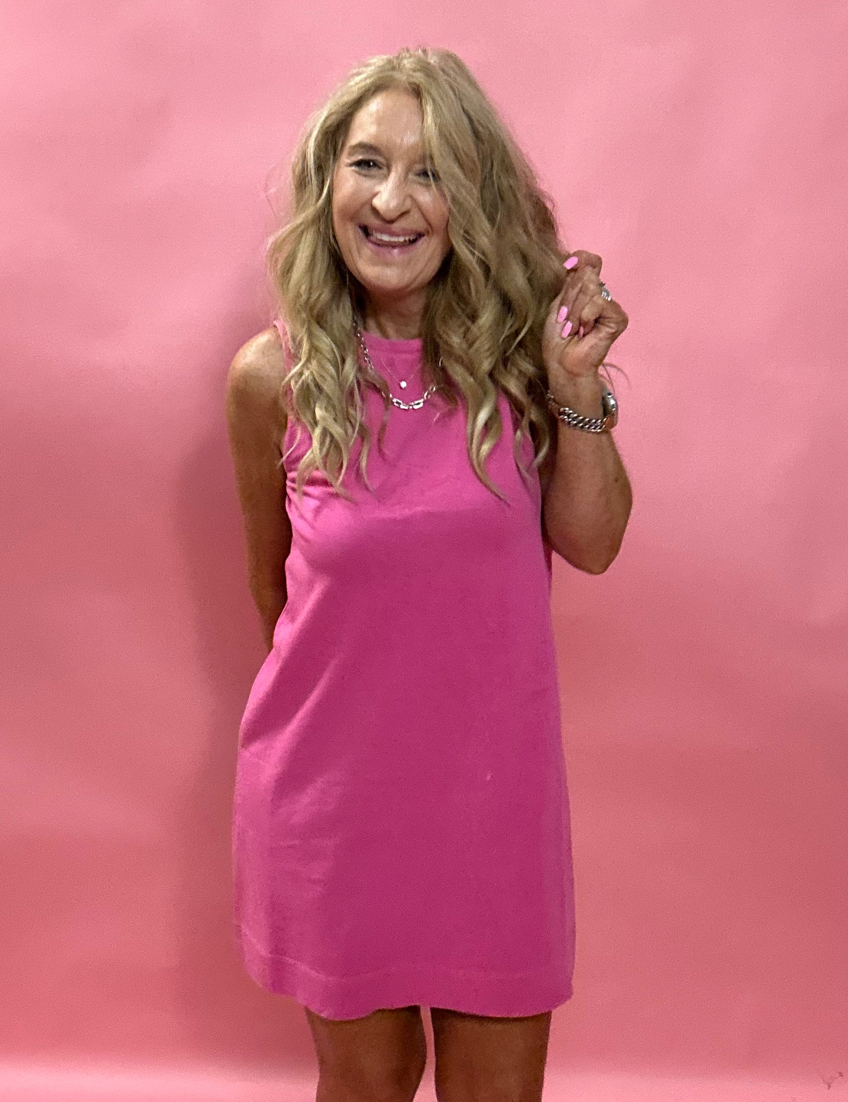 Sloane Tank Dress in Island Pink