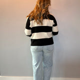 Striped Sweater With Polo Collar Detailing