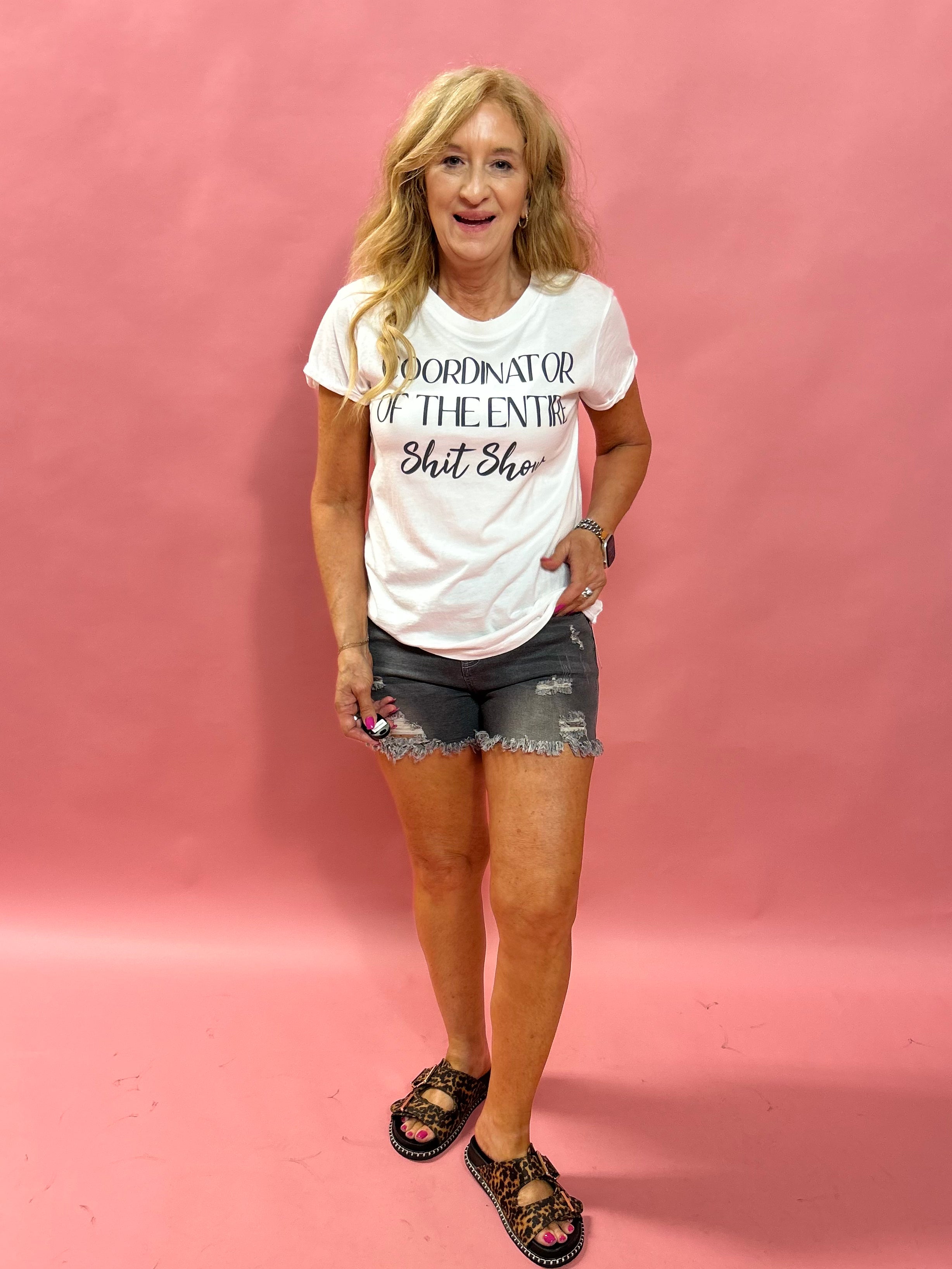 Summer Edge High-Rise Denim Shorts in Grey