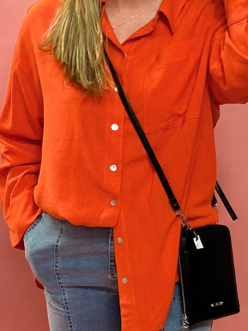 Sunset Breeze Oversized Button-Up Shirt – Poppy