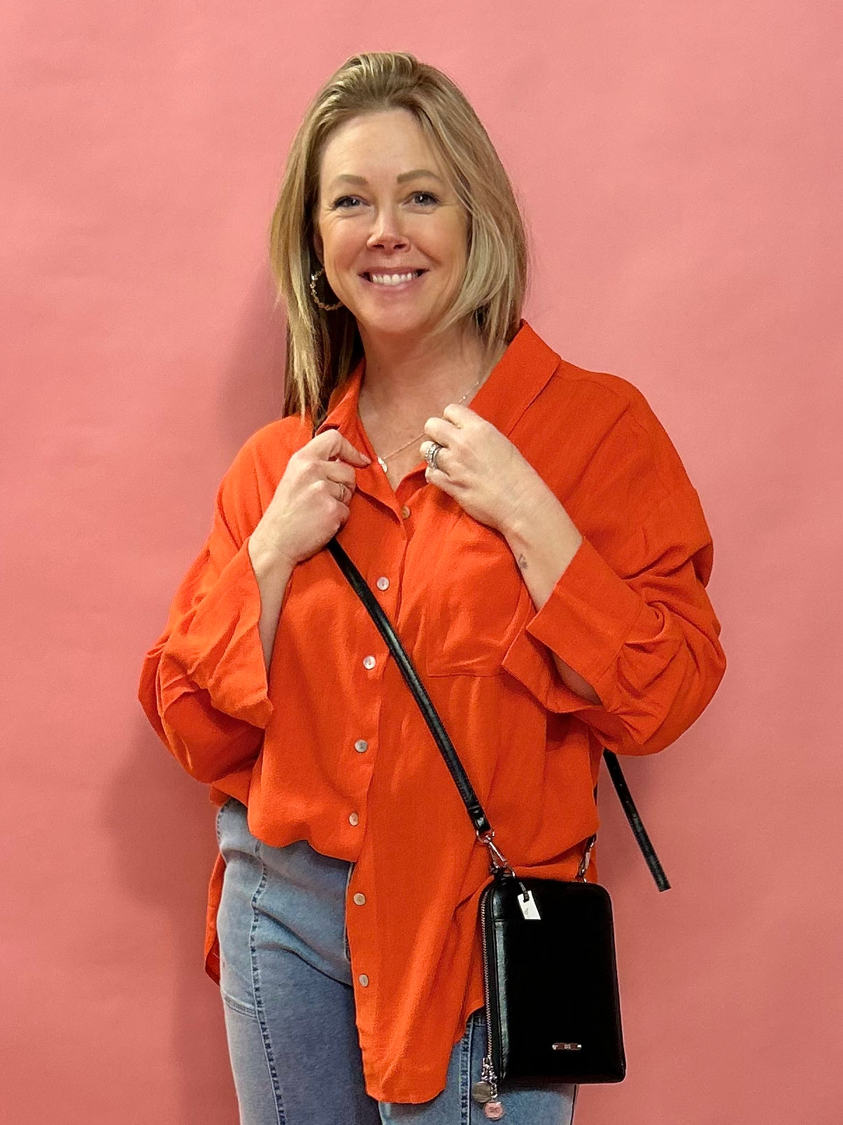 Sunset Breeze Oversized Button-Up Shirt – Poppy