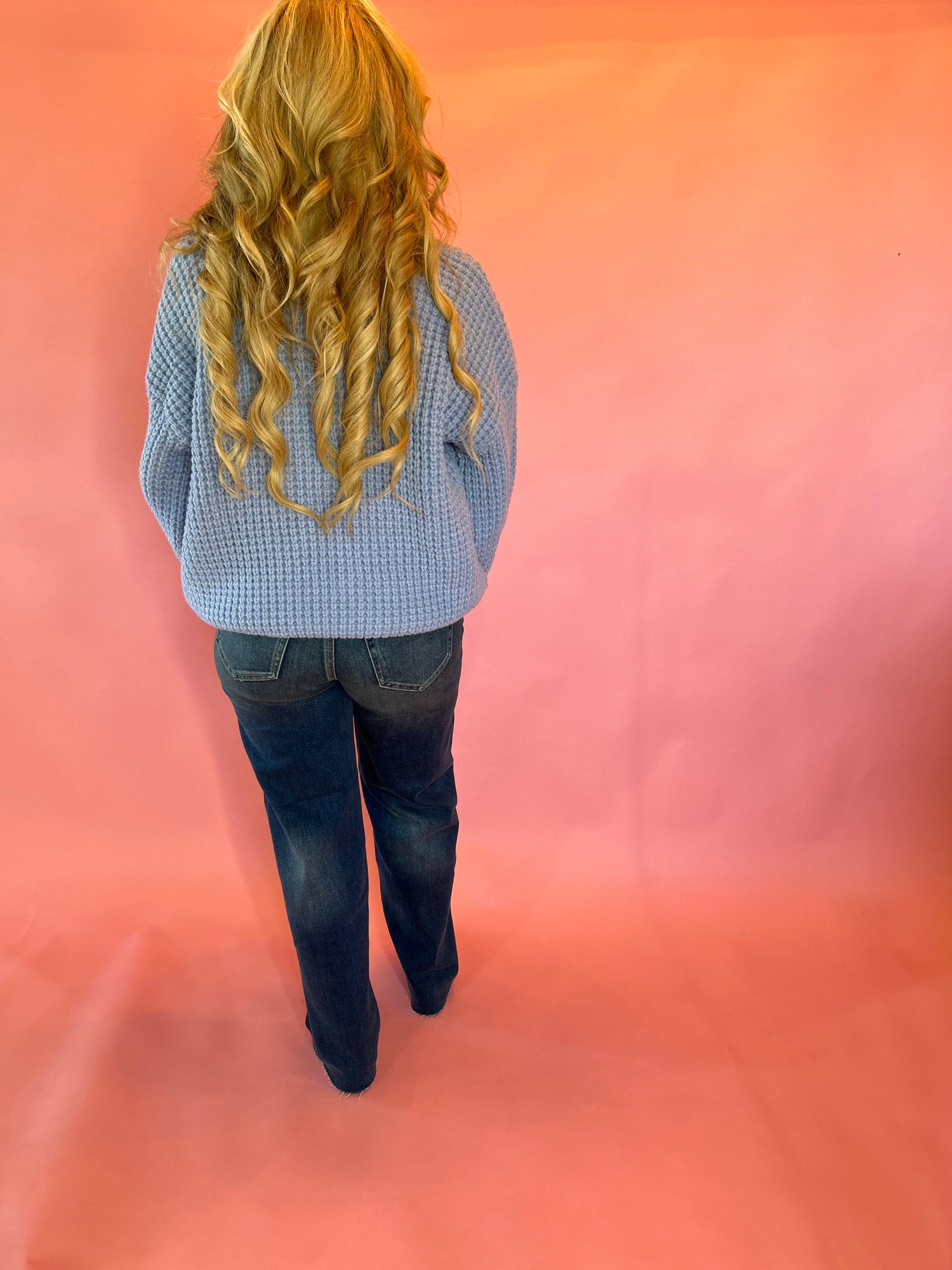 Sweet Daydream Waffle Knit Crew Neck Sweater