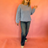 Sweet Daydream Waffle Knit Crew Neck Sweater