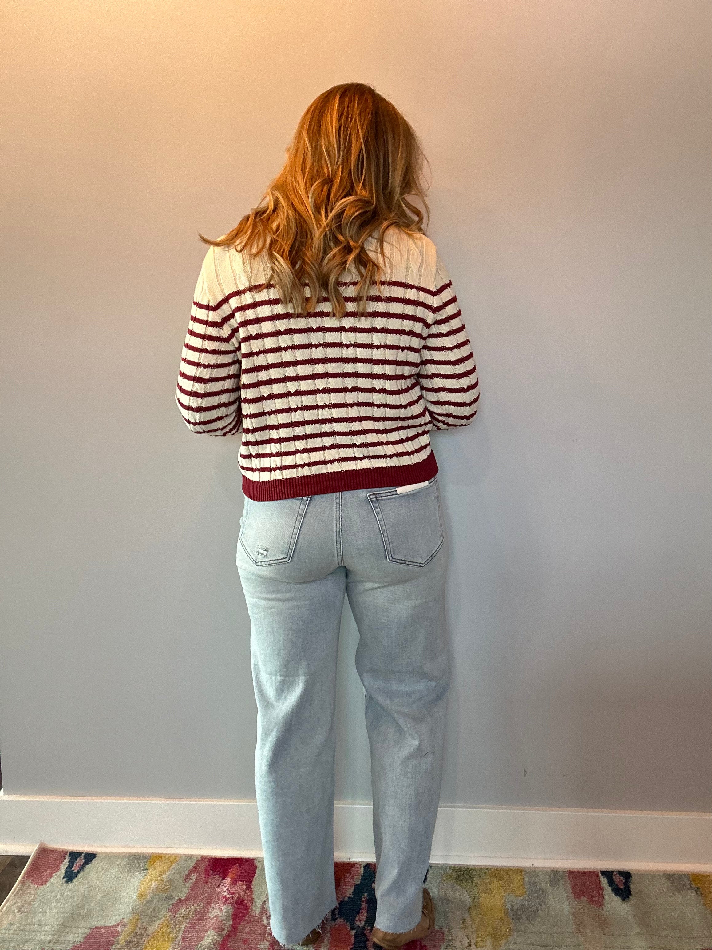 The Camden Striped Cable Knit Cardigan