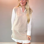 The Layered Texture Shirt Dress – Taupe Edition