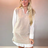 The Layered Texture Shirt Dress – Taupe Edition