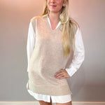 The Layered Texture Shirt Dress – Taupe Edition