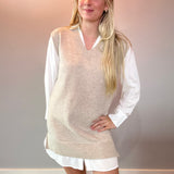 The Layered Texture Shirt Dress – Taupe Edition