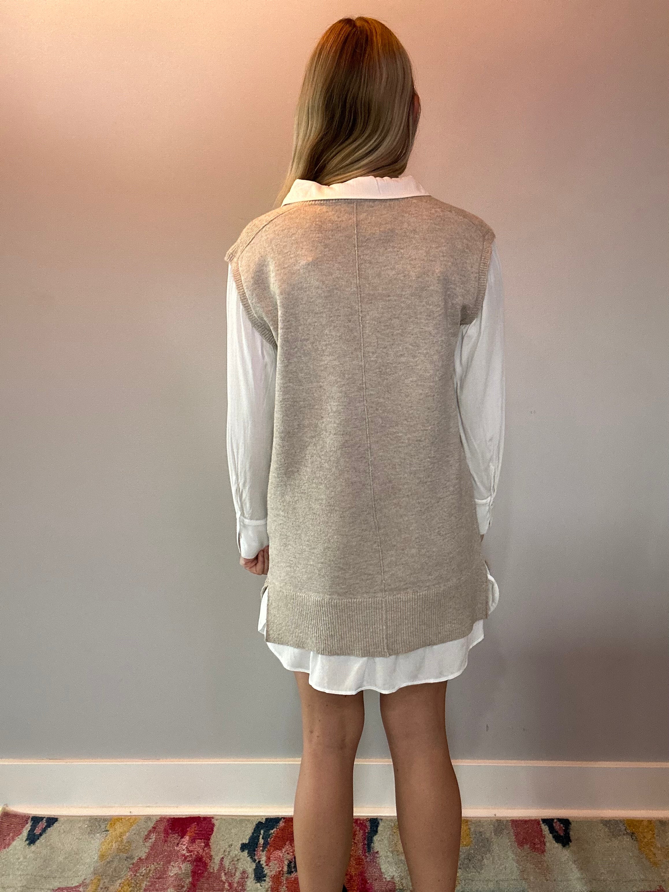 The Layered Texture Shirt Dress – Taupe Edition