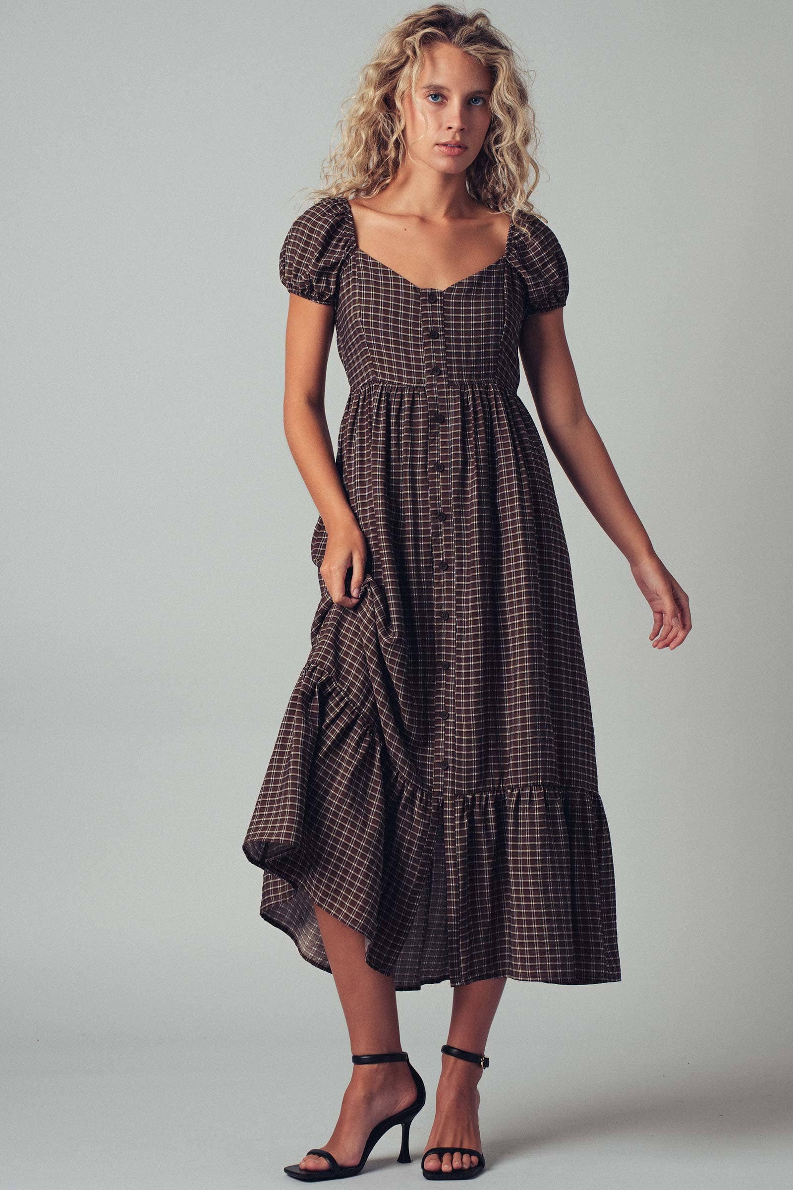 The Picnic Date Check Midi Dress