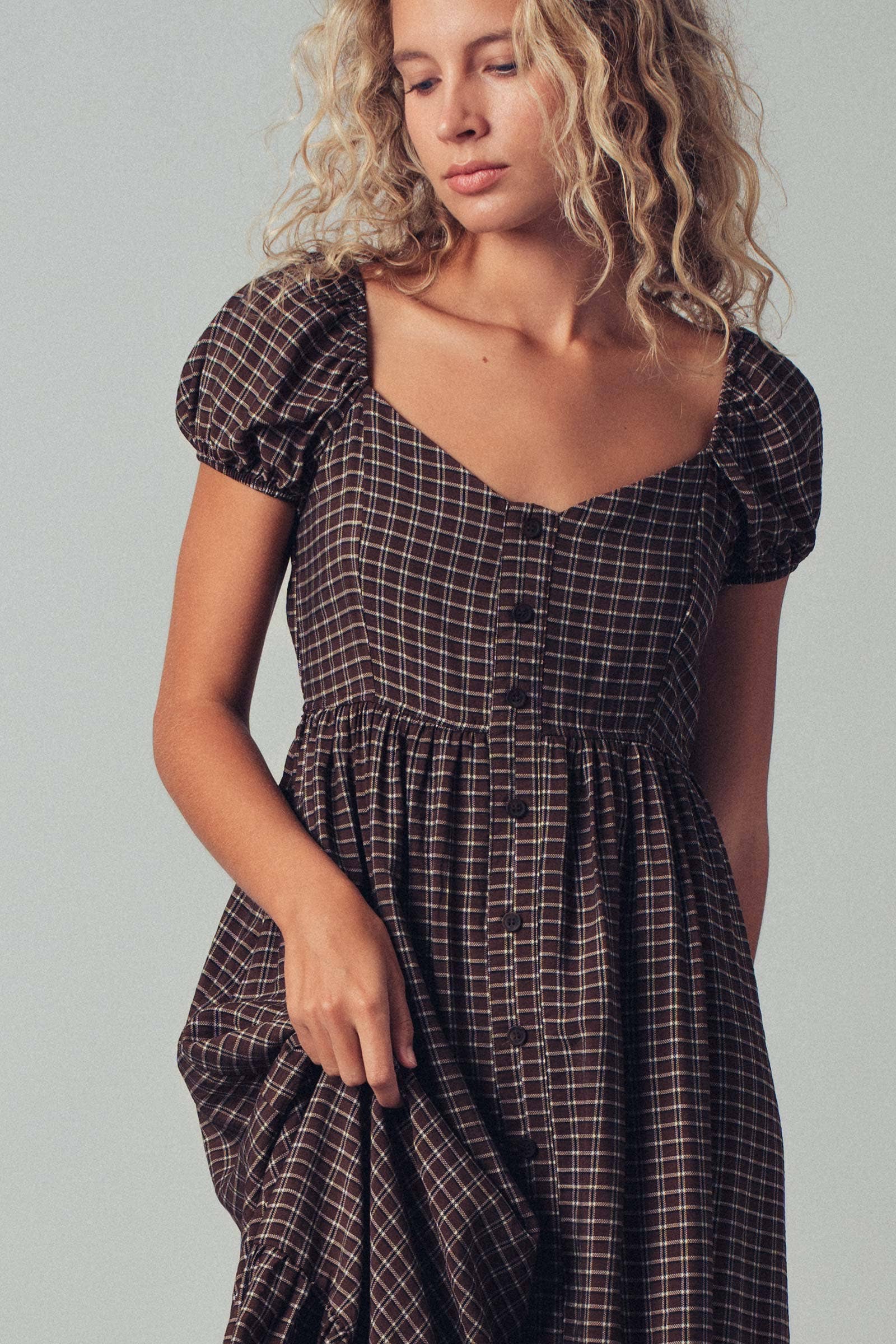 The Picnic Date Check Midi Dress