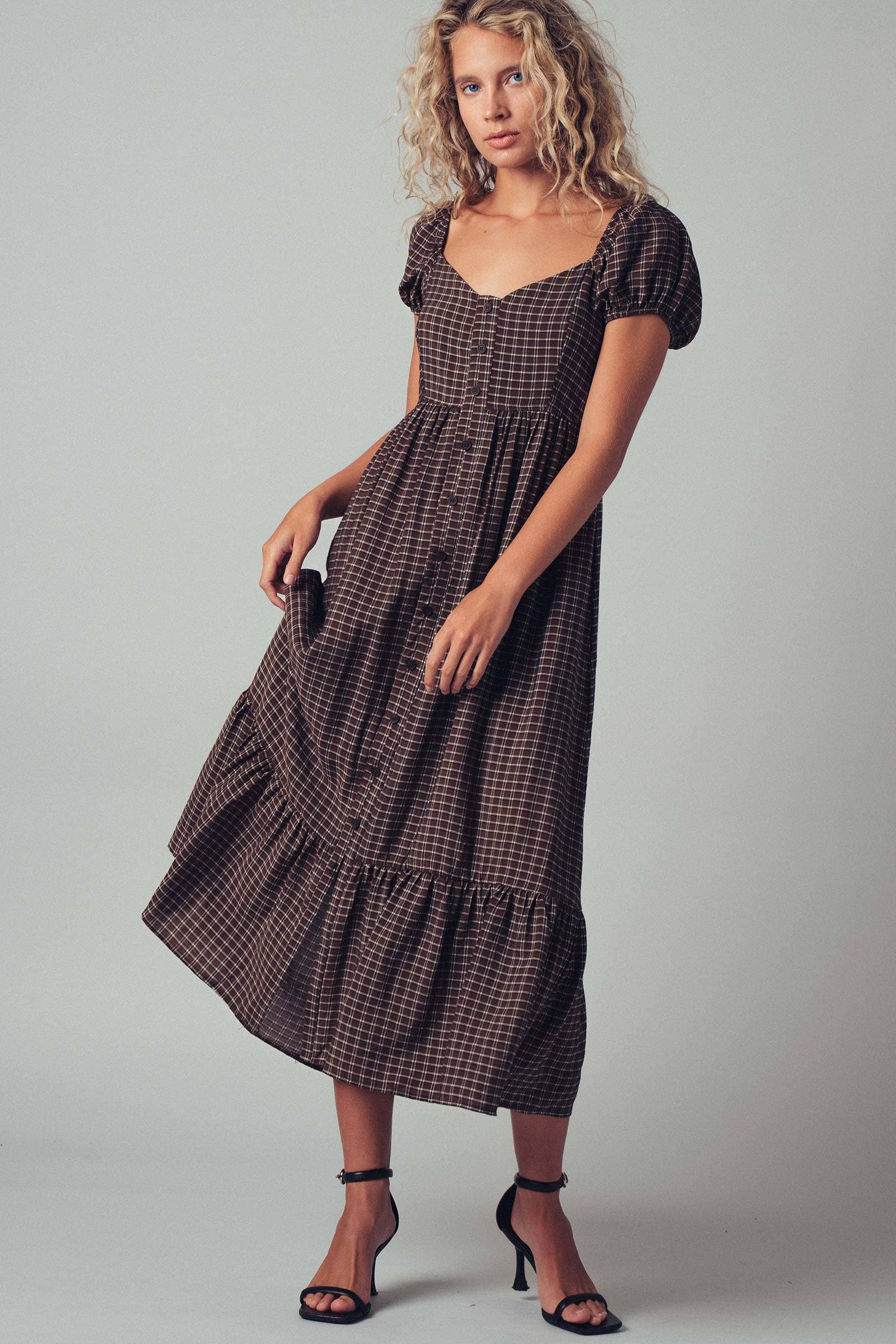 The Picnic Date Check Midi Dress