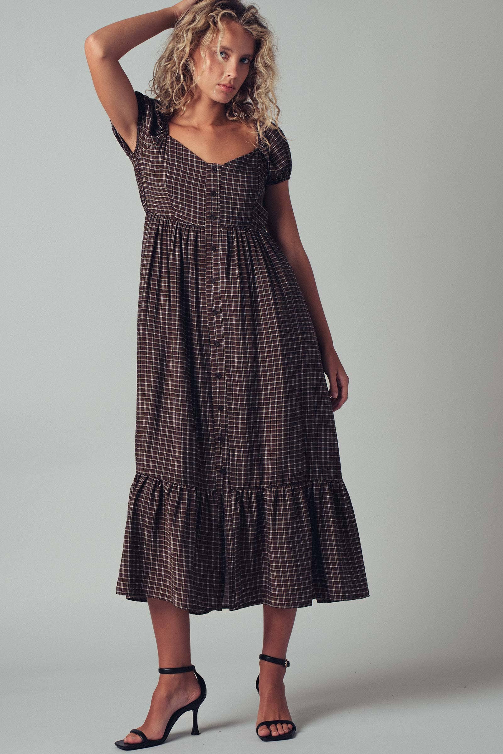 The Picnic Date Check Midi Dress