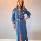 The Prairie Breeze Denim Maxi Dress