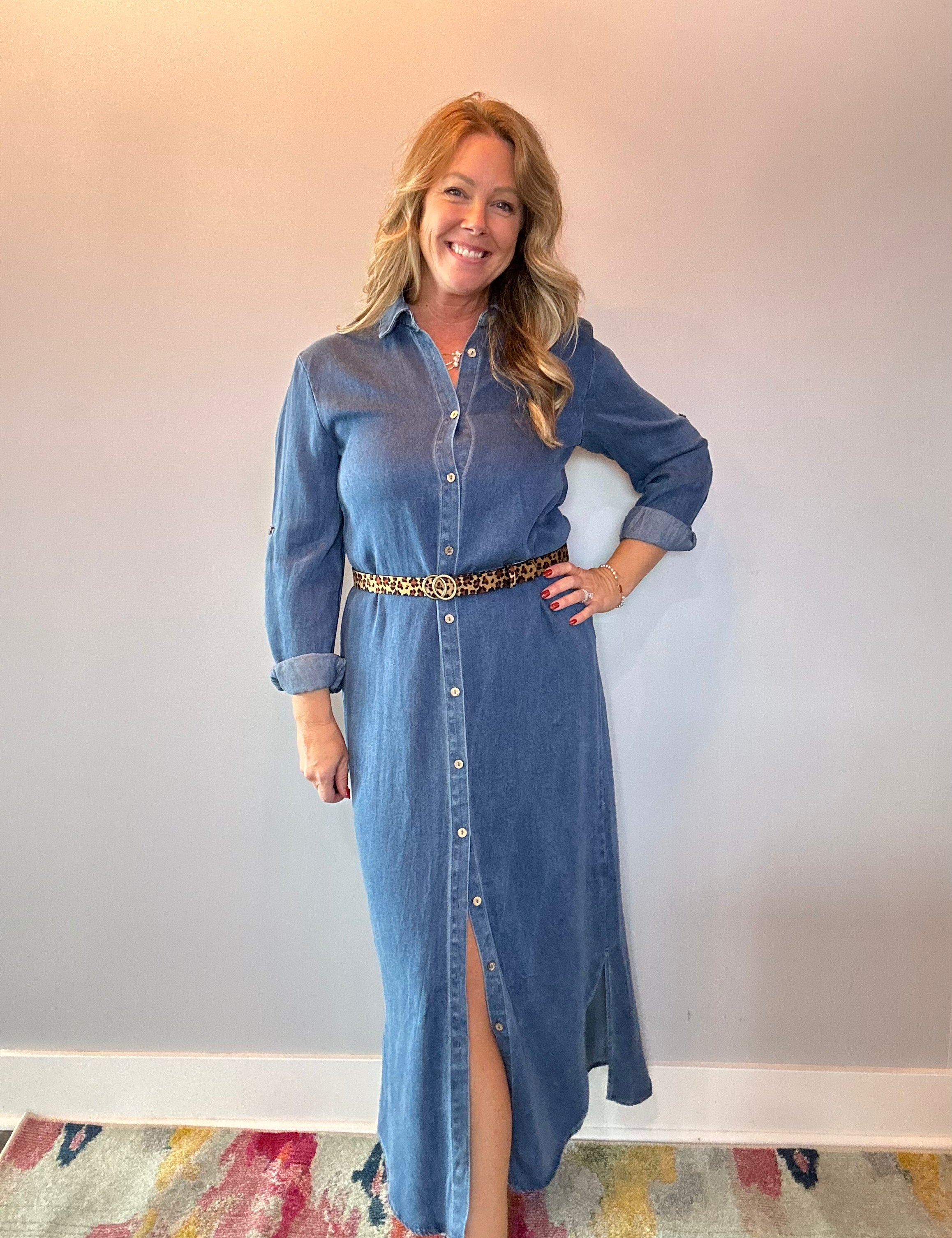 The Prairie Breeze Denim Maxi Dress