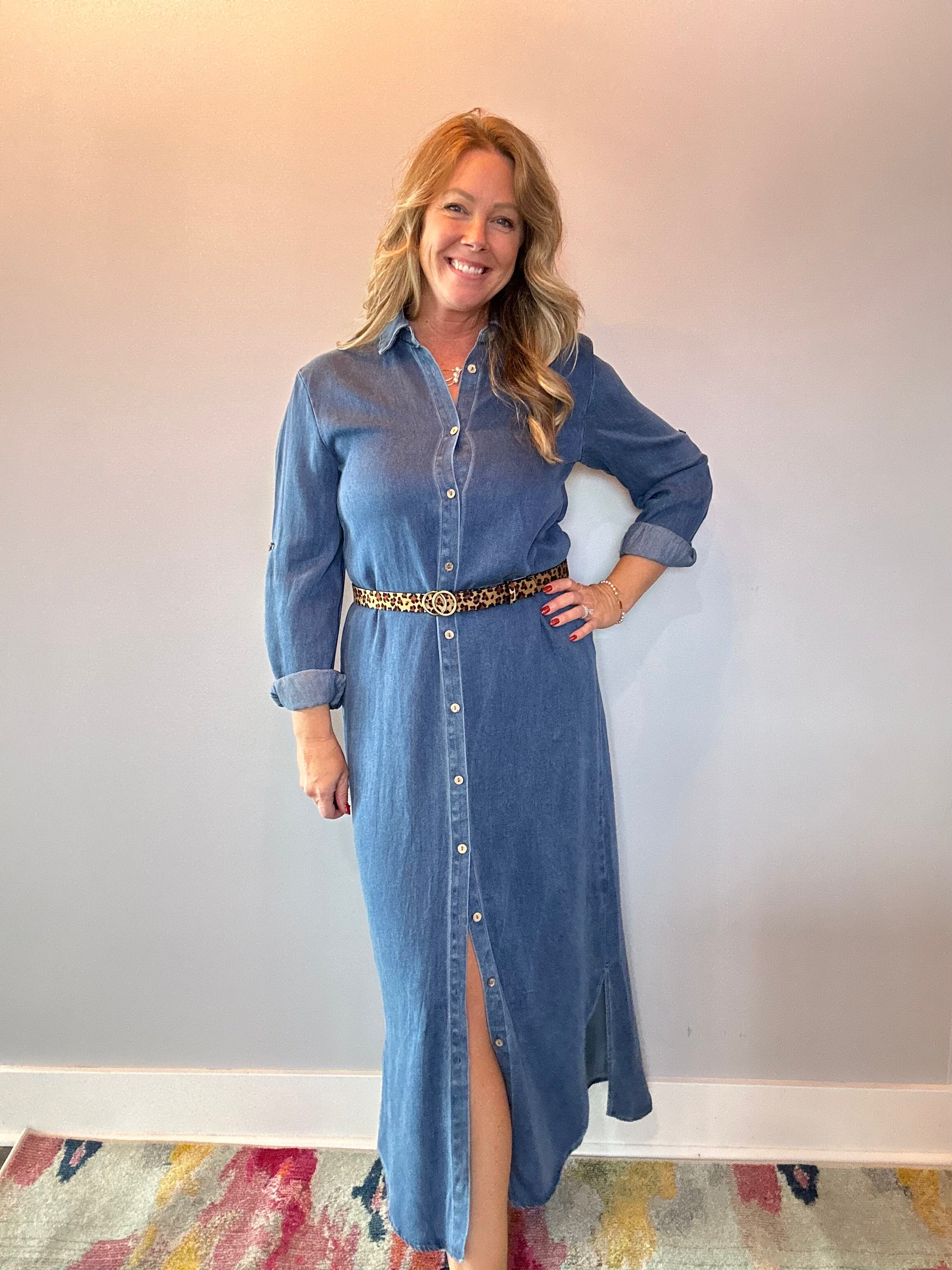 The Prairie Breeze Denim Maxi Dress