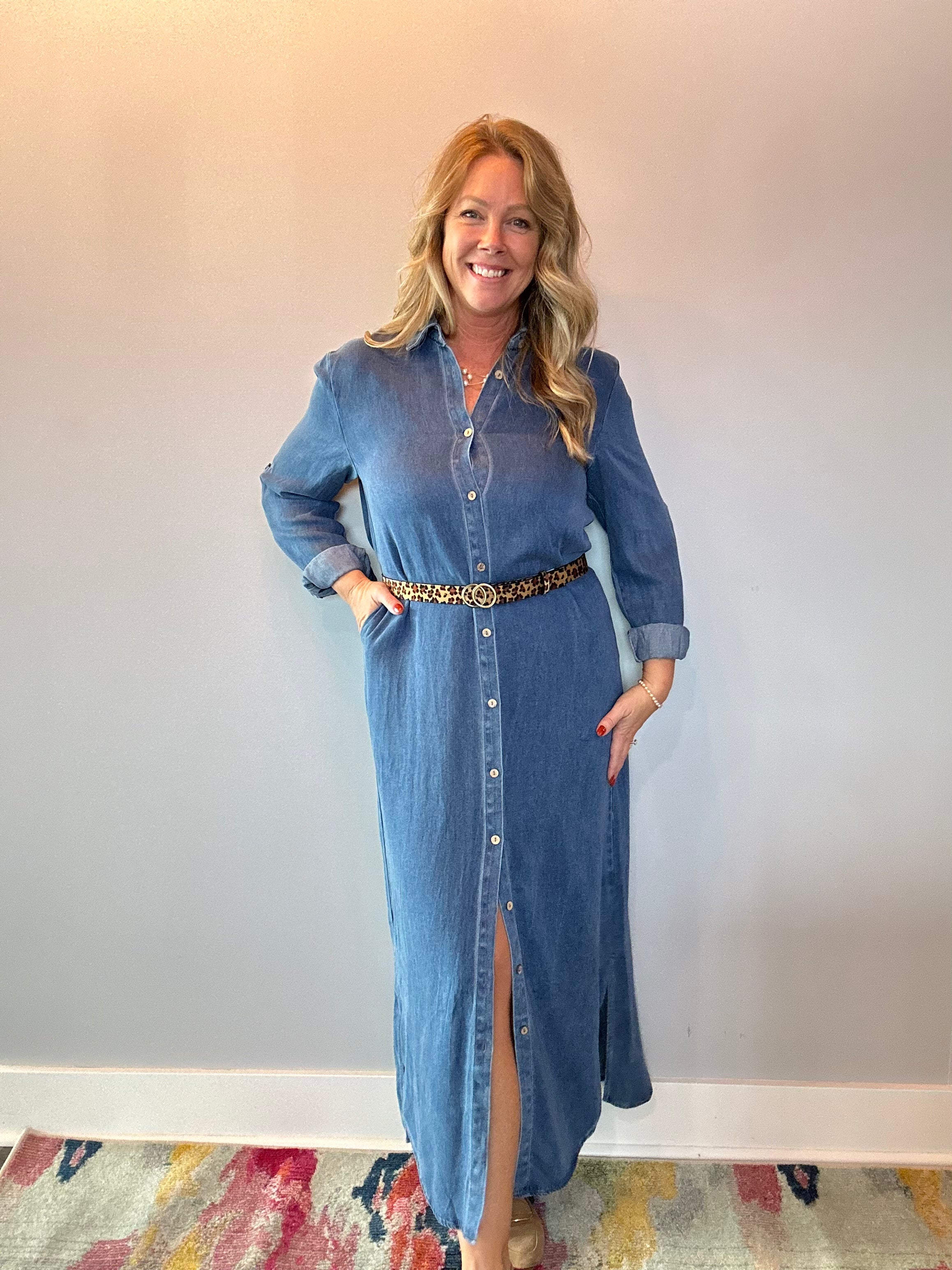 The Prairie Breeze Denim Maxi Dress