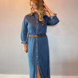 The Prairie Breeze Denim Maxi Dress