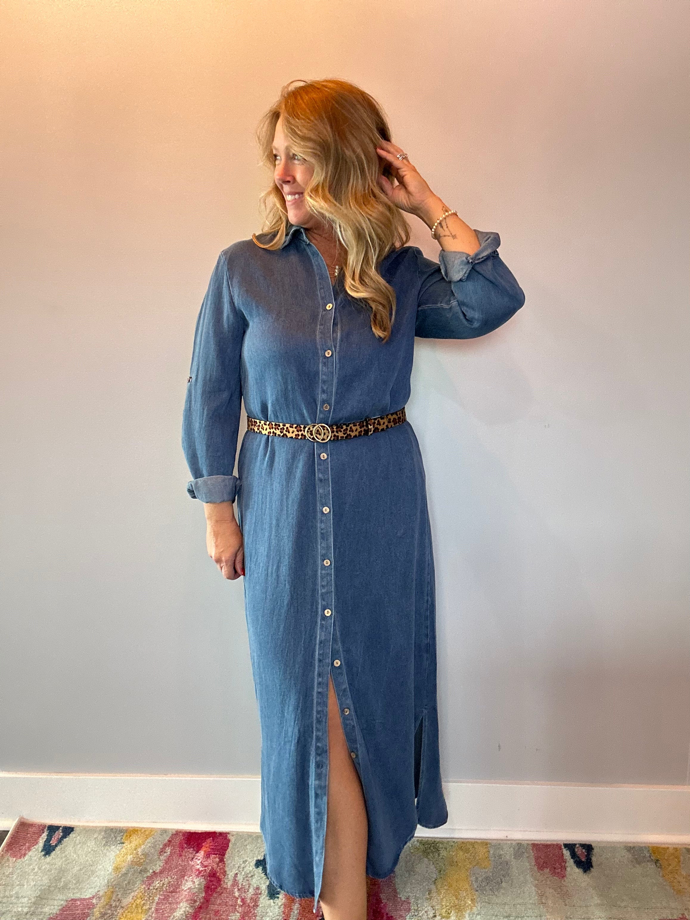 The Prairie Breeze Denim Maxi Dress