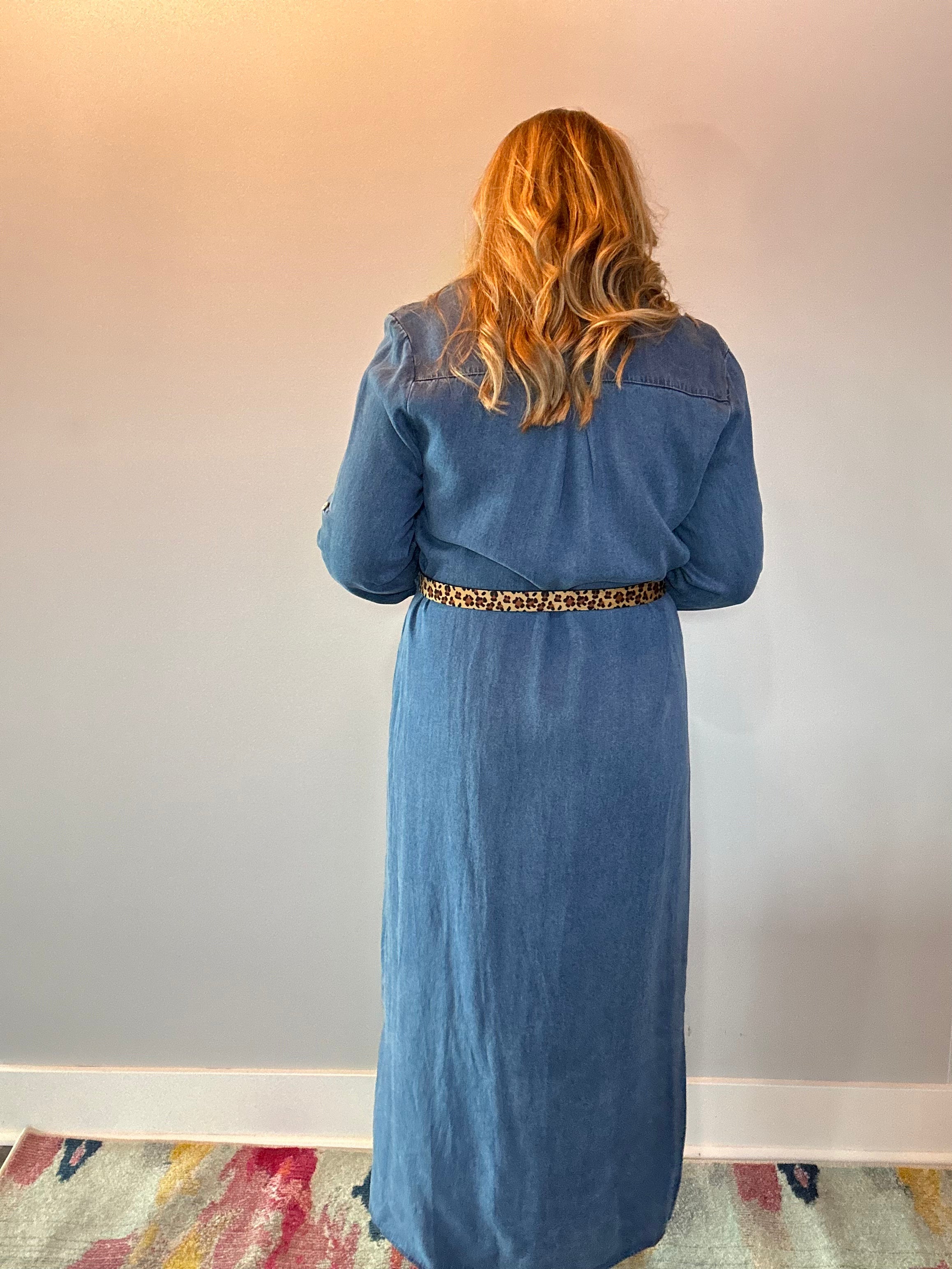 The Prairie Breeze Denim Maxi Dress