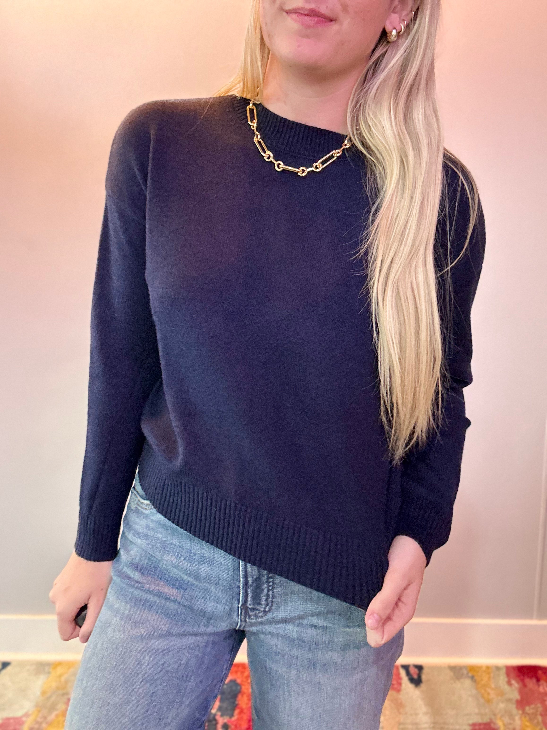 Timeless Essential Crew Neck Sweater in Navy