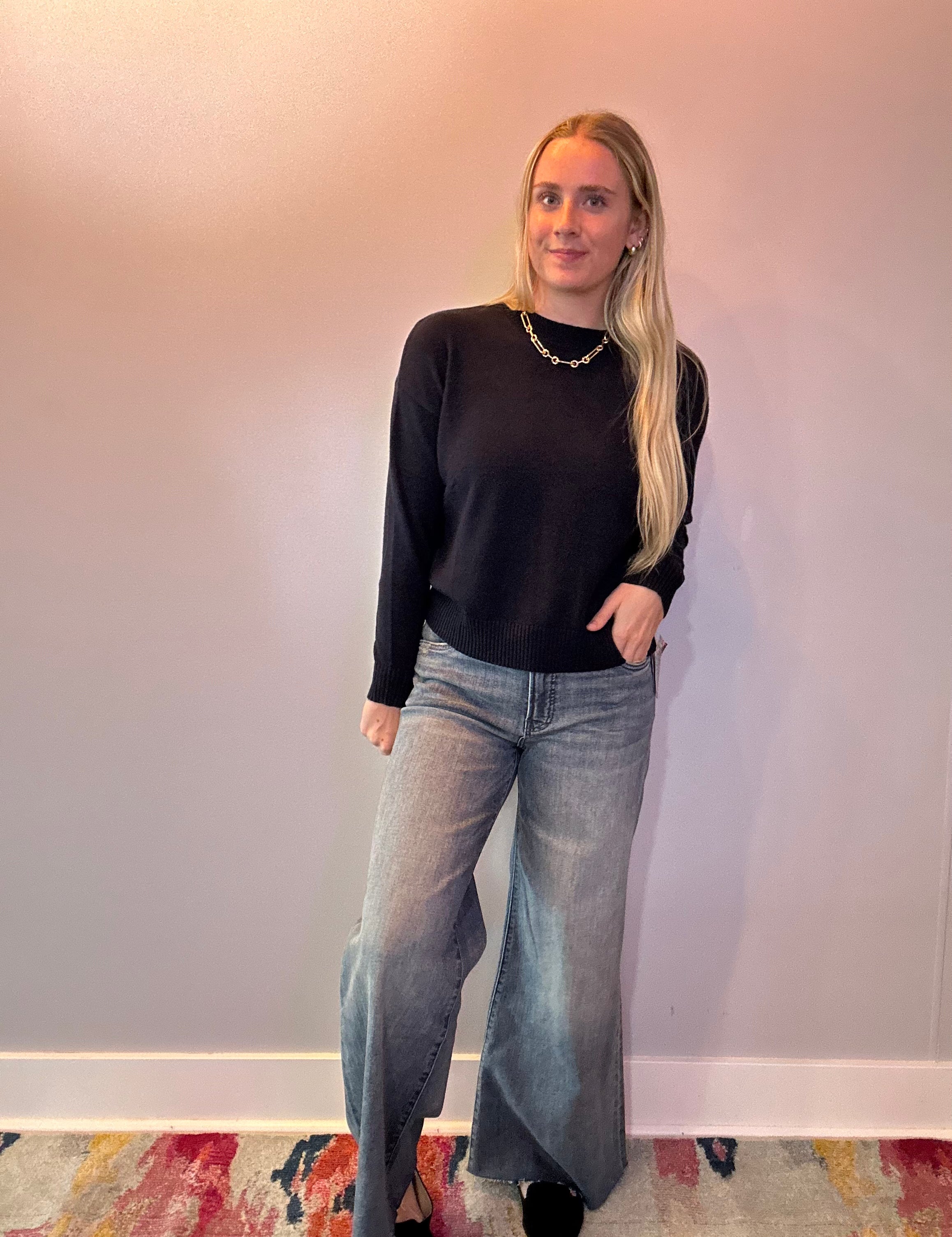 Timeless Essential Crew Neck Sweater in Navy