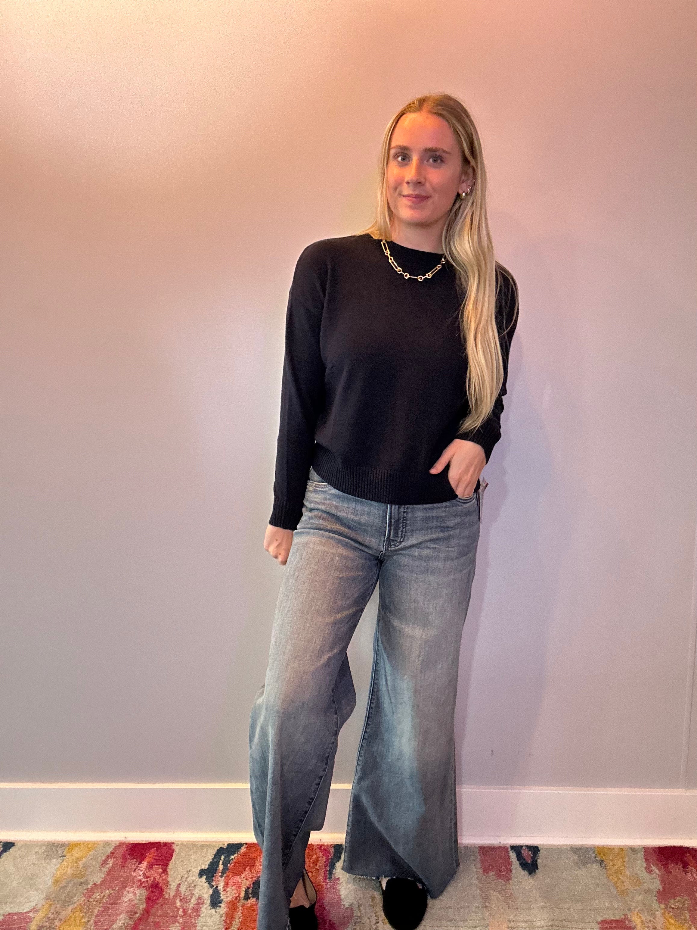 Timeless Essential Crew Neck Sweater in Navy