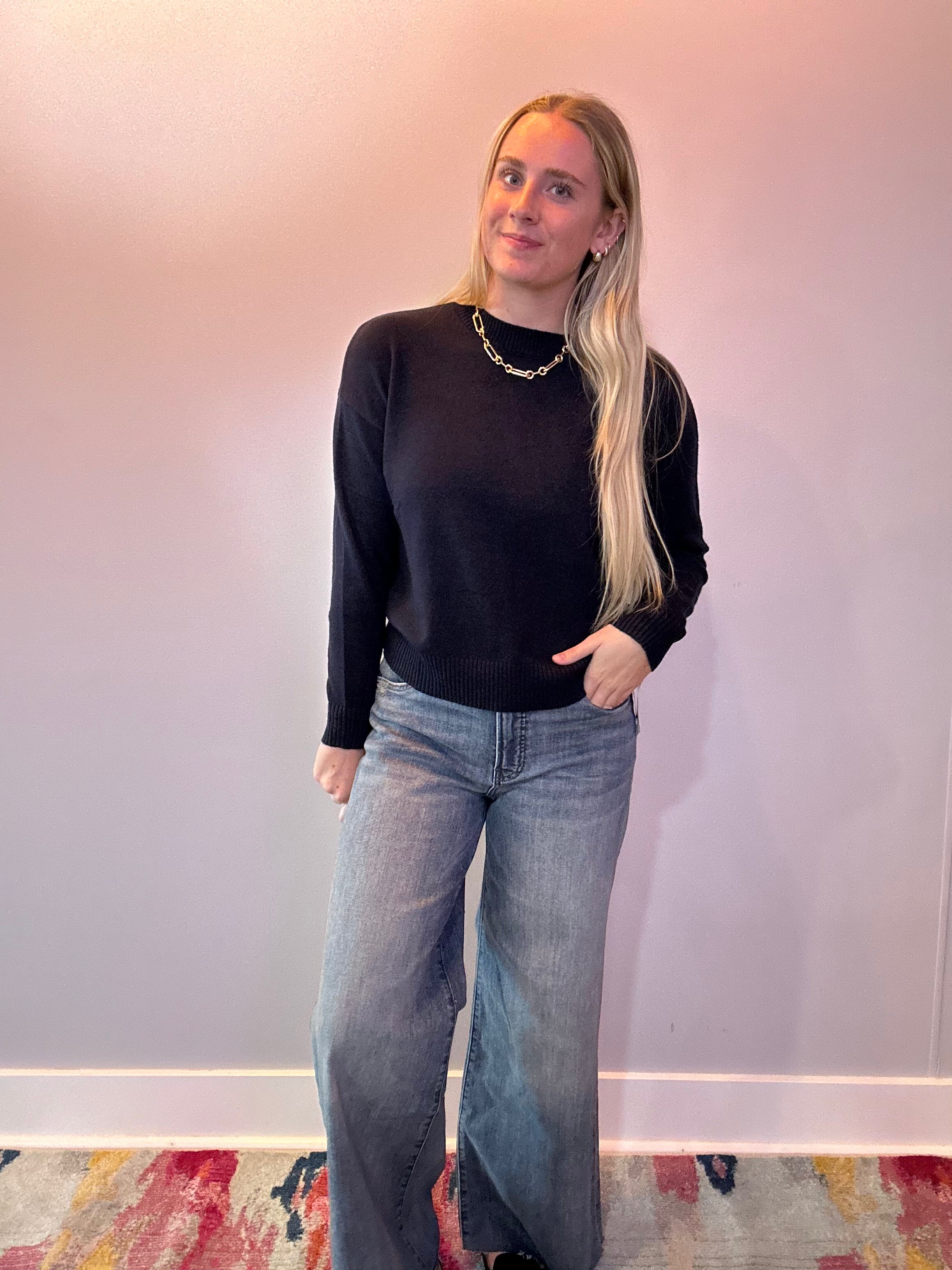 Timeless Essential Crew Neck Sweater in Navy