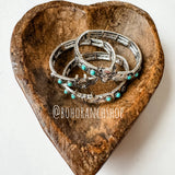 Western Boho Turquoise Stone Stackable Stretch Bracelet