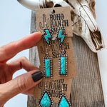 Western Hand Stone Stud Earrings Turquoise bolt bar teardrop