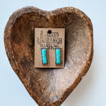 Western Hand Stone Stud Earrings Turquoise bolt bar teardrop