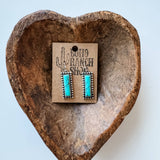 Western Hand Stone Stud Earrings Turquoise bolt bar teardrop