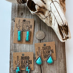 Western Hand Stone Stud Earrings Turquoise bolt bar teardrop