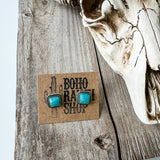 Western Mini Stone Stud Earrings - Heart Square Circle Bar