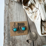 Western Mini Stone Stud Earrings - Heart Square Circle Bar