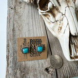 Western Mini Stone Stud Earrings - Heart Square Circle Bar