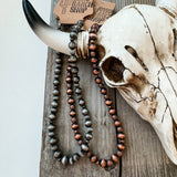 Western Navajo Style Pearl and Bead 14” Necklace