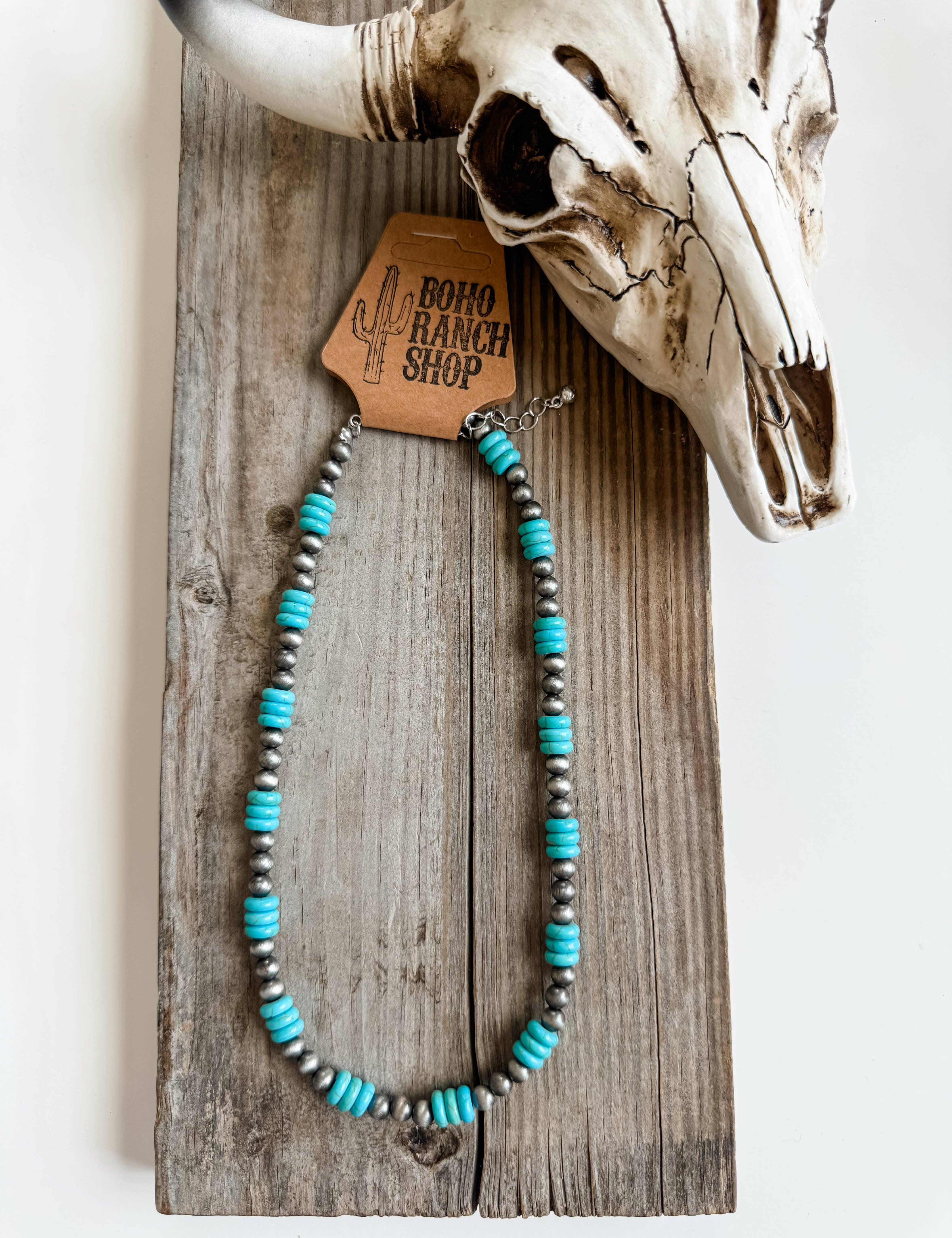 Western Navajo Style Pearl with Stone Necklace