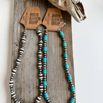 Western Navajo Style Pearl with Stone Necklace