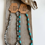Western Navajo Style Pearl with Stone Necklace