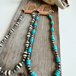 Western Navajo Style Pearl with Stone Necklace