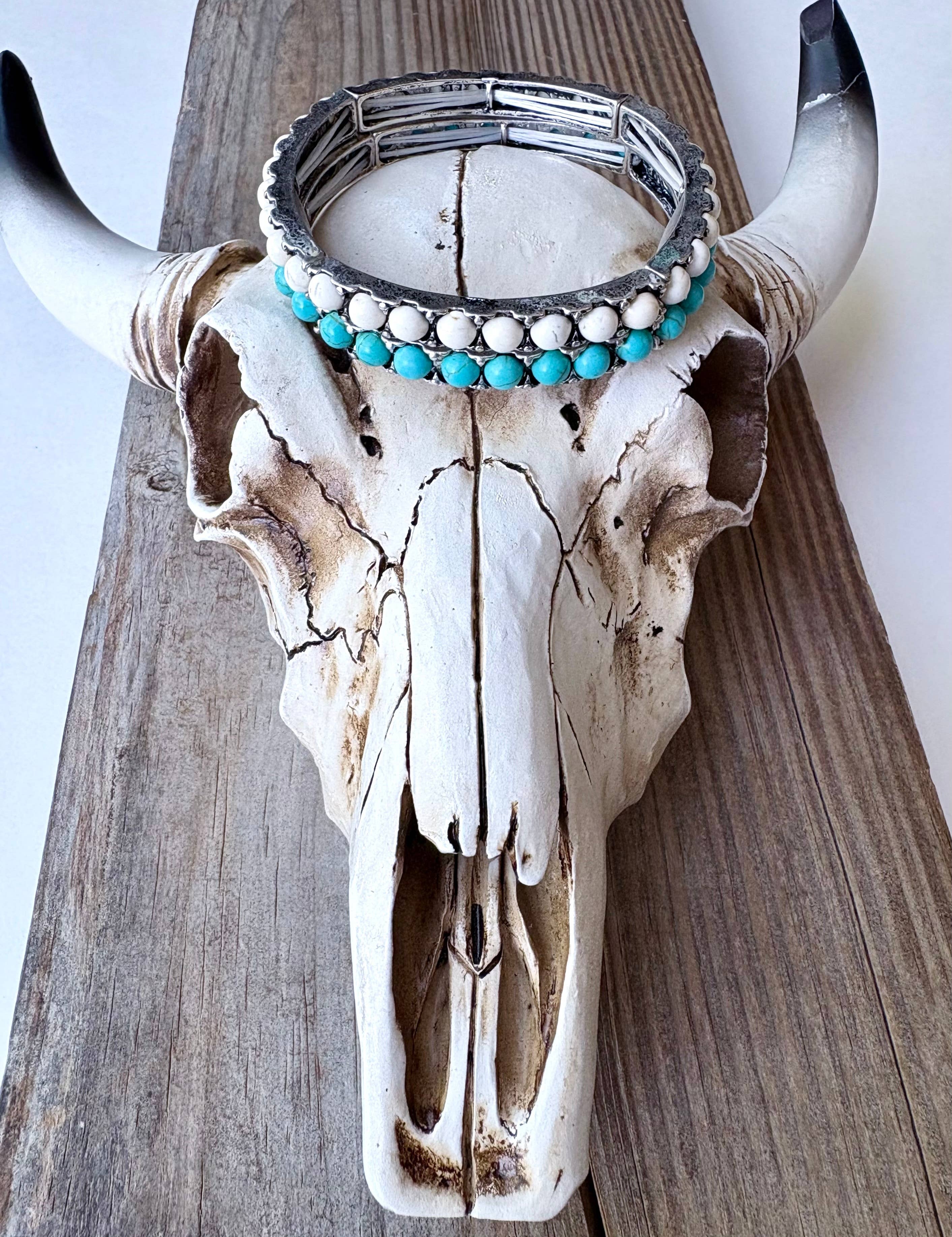 Western Stone, Turquoise Stone Stretch Bracelet