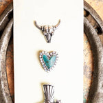 Western Turquoise Silvertone Pin Set - Trucker hat, purse