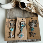 Western Turquoise Silvertone Pin Set - Trucker hat, purse