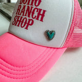 Western Turquoise Silvertone Pin Set - Trucker hat, purse