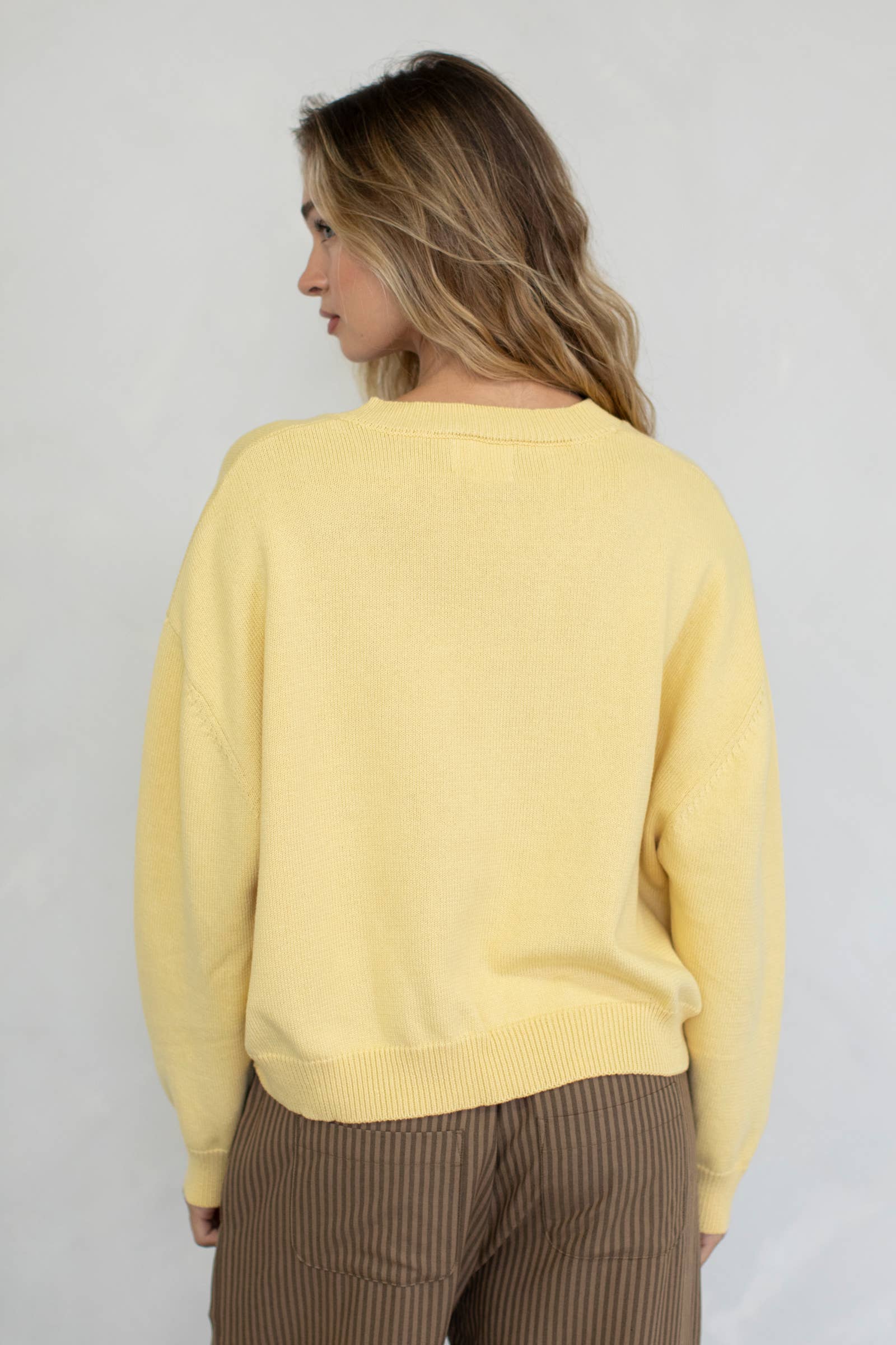 Chloe Cozy V-Neck Sweater in Pink