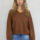 Chloe Cozy V-Neck Sweater in Pink