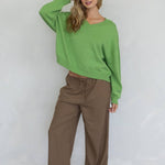 Chloe Cozy V-Neck Sweater in Pink