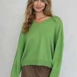 Chloe Cozy V-Neck Sweater in Pink